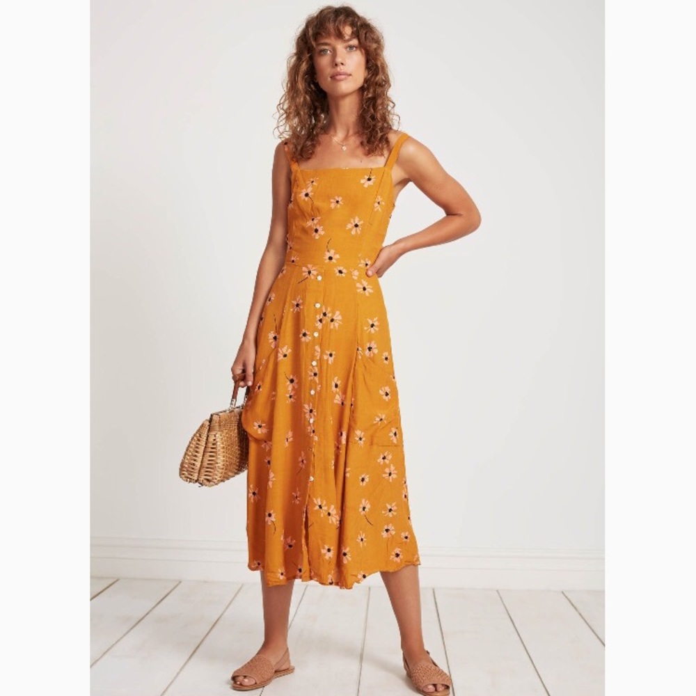 Faithfull the Brand Kaya Midi Dress Botany XS
